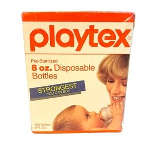 NEW VTG 80s PLAYTEX Disposable Bottles Dispenser Pack (125) 8 oz Liners SEALED